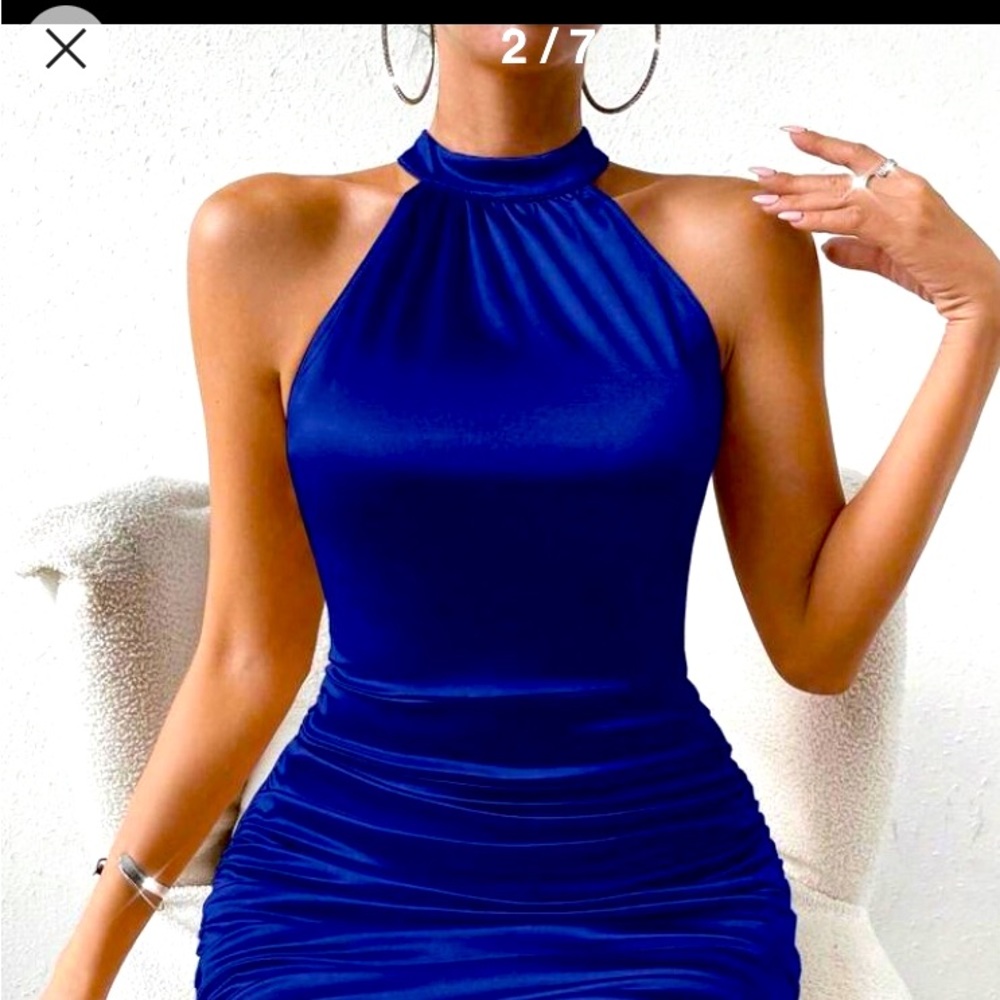 Blue halter dress
